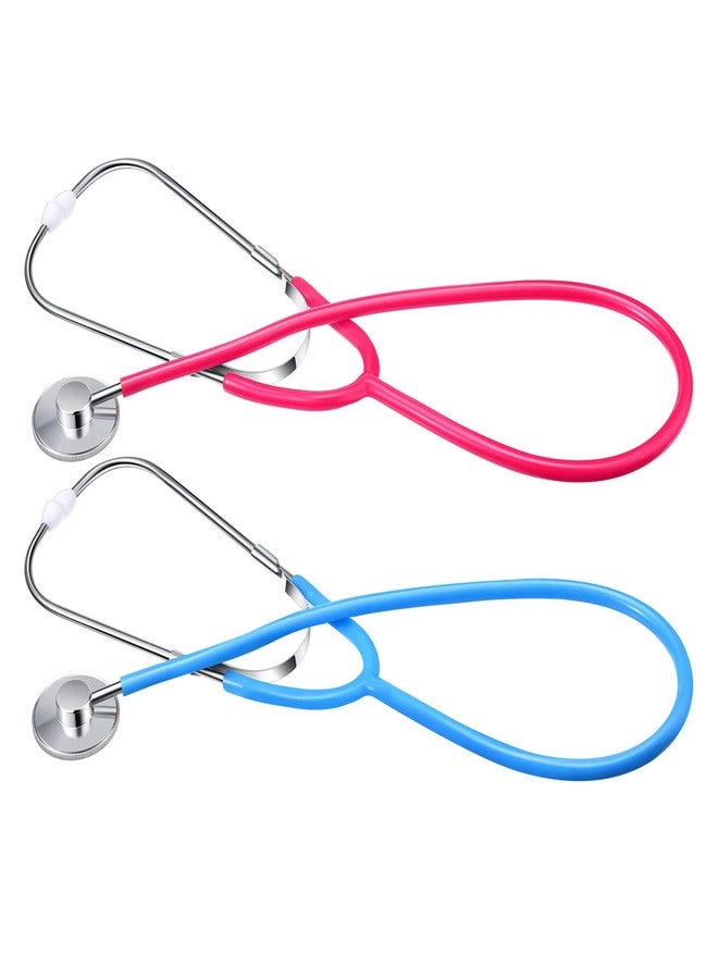 meekoo 2 Pack Kids Stethoscope Toy Real Working Nursing Cosplay Doctors Nurses Stethoscope for Kids Role Play Girls Boys Cosplay Costume Pretend Game Accessories(Pink, Blue) - Image 1